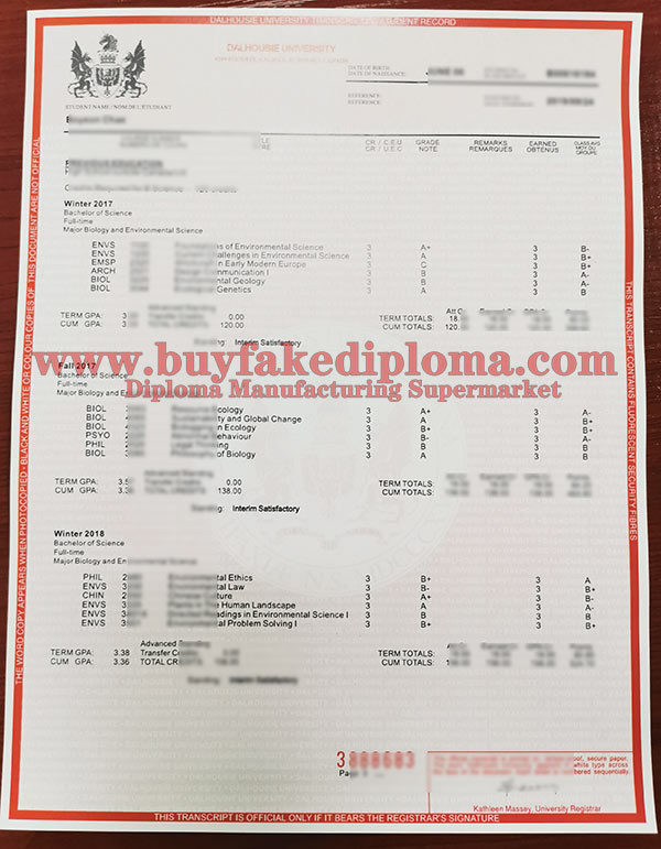 Dalhousie University Transcript sample