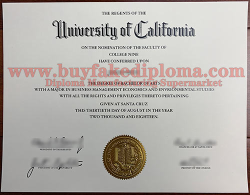 fake UCSC diploma Degree sample