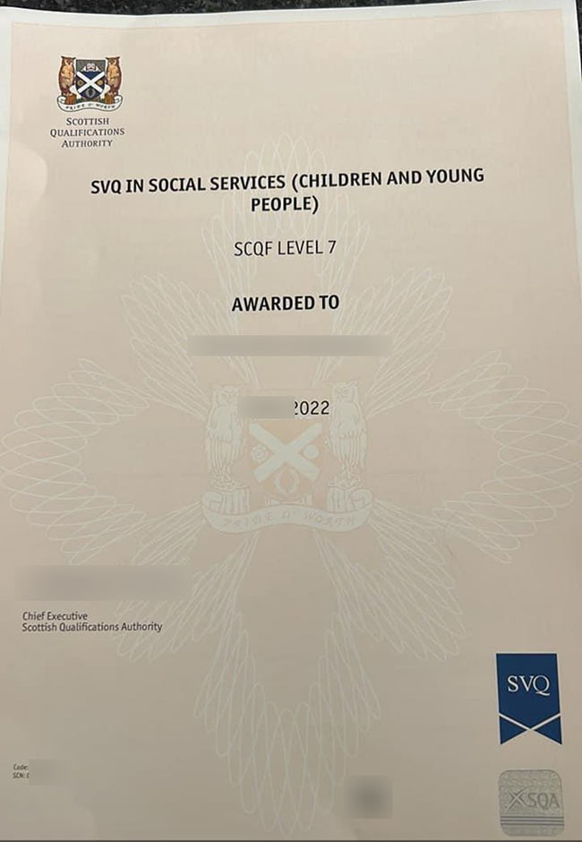 SQA 2022 SCQF Level 7 Certificate for Children and Young People