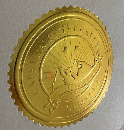 Capella University Certificate embossed seal