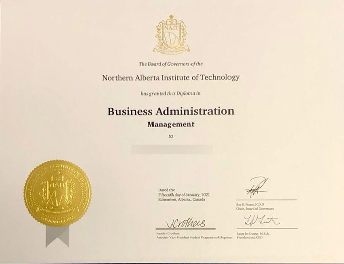 2021 Northern Alberta Institute of Technology Business Administration degree sample