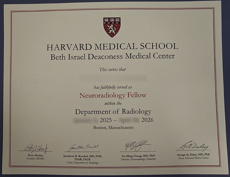 Doctoral Certificate from Harvard Medical School (2025-2026)