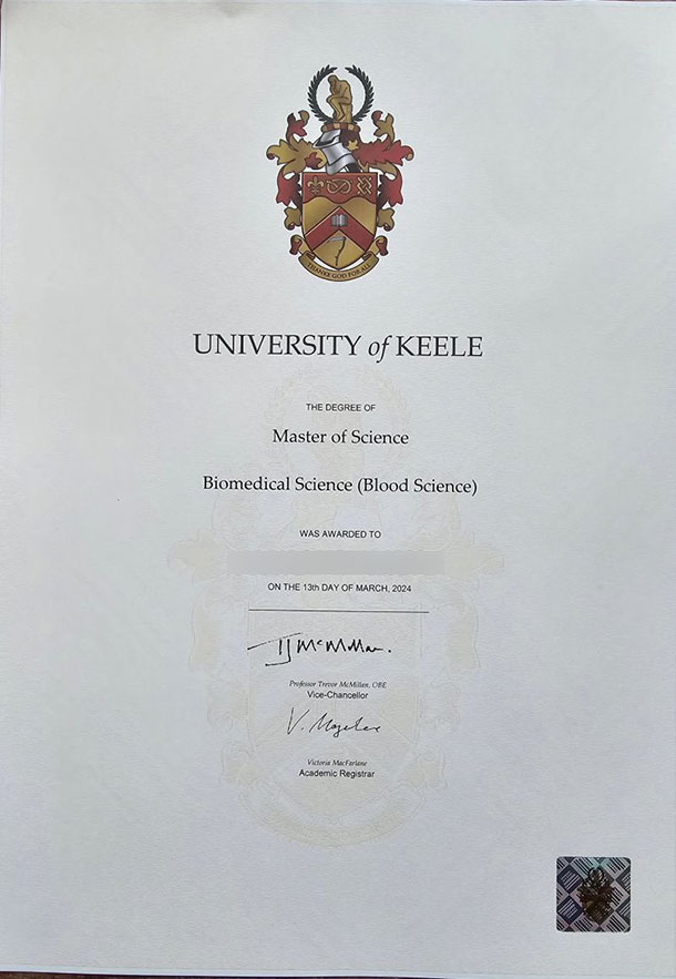 University of Keele 2024 Degree Sample