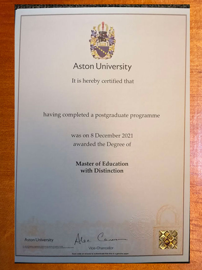 Aston University 2021 Degree Sample