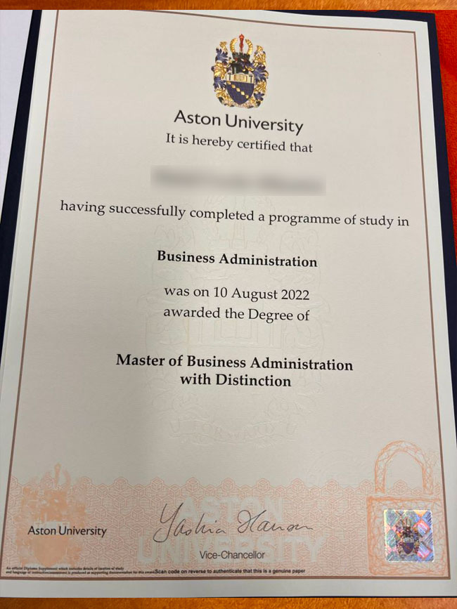 Aston University 2022 Degree Sample
