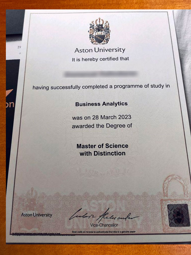 Aston University 2023 Degree Sample
