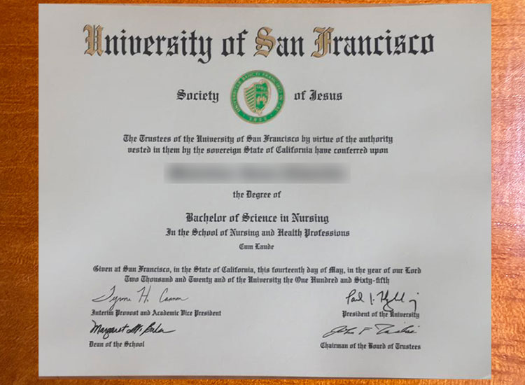 Sample of San Francisco University degree