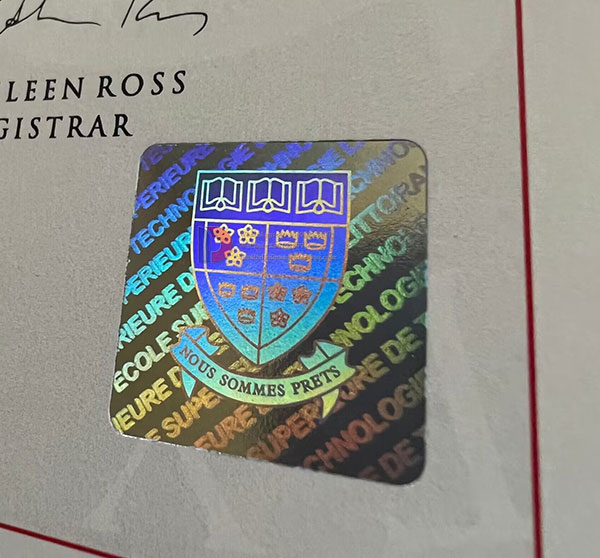 Simon Fraser University Certificate Hologram