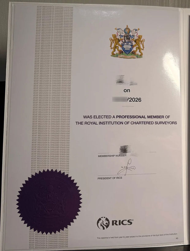 2026 RICS Certificate Sample