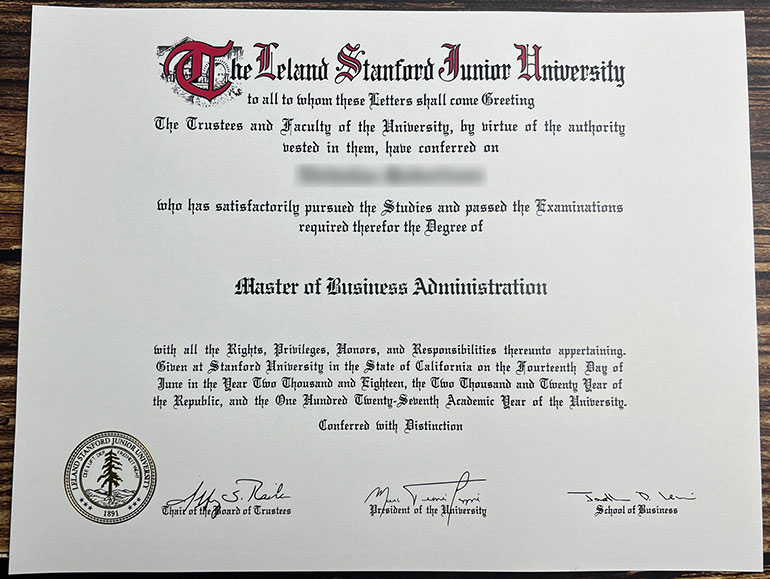 Samples of Stanford University degree