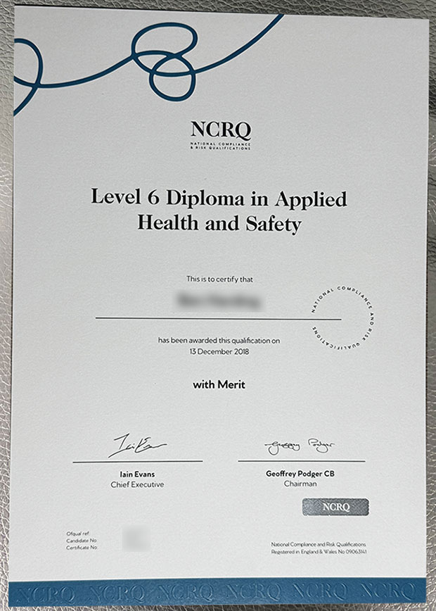 NCRQ diploma certificate