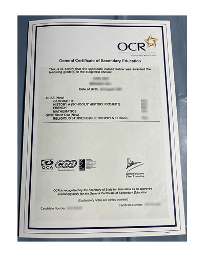 Online customized GCSE OCR certificate courseware
