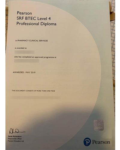 How do I get my Pearso BTEC Level 4 diploma  certif